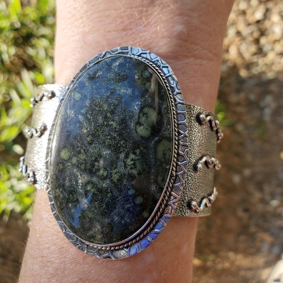 New Kambaba Jasper 925 Silver Cuff Bracelet. - Picture 2 of 15